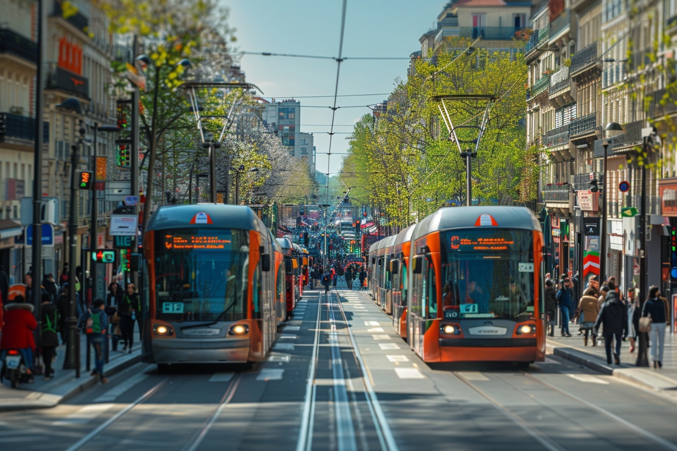 Vue dynamique des différents moyens de transport à Bobigny, illustrant une facilité de transit pour les résidents et visiteurs